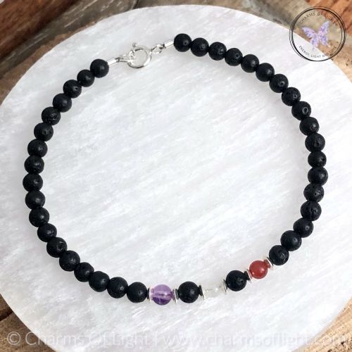 Mens Lava Stone Birthstone Bracelet